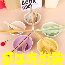 Net red can eat chopsticks spoons made of pure food can eat biscuits bowl shape edible tableware Japanese creativity