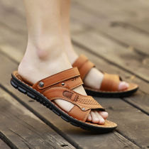 Summer 2022 mens new sandals beach shoes outwear Korean version of mens leather sandals sandals for cold tups and casual slippers