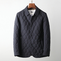 Deep octave autumn and winter high-end cotton-padded clothes geometric wiring decoration fathers lapel jacket casual cotton-padded clothes