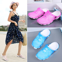 Hole shoes Mens and womens summer soft bottom half Baotou cool slippers Non-slip speed interference water sandals Seaside vacation beach shoes