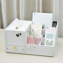 Desktop cosmetics storage box Living room tissue box remote control storage plastic drawer skin care products shelf