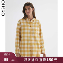 Fall winter discount Oysho cotton plaid can be worn outside shirt pajamas home clothing female 31080755312