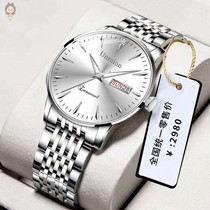 Swiss automatic mechanical watch mens watch Korean simple waterproof luminous double calendar fashion mens watch