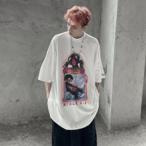 MRALMOST niche tide brand high street dark wind short-sleeved mens summer ins American retro couple half-sleeved t-shirt tide