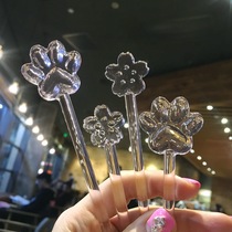Cat alley glass mixing rod fairy Cherry pollen cute cat claw Cherry Blossom Coffee cocktail cat cafe decoration