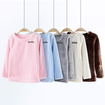 Autumn and winter childrens flannel pajamas homewear tops for boys and girls baby plus fleece thickened kids coral fleece jacket
