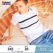 Tommy 21 new spring and summer mens fashion chest mesh color stripe loose short-sleeved polo shirt 10325