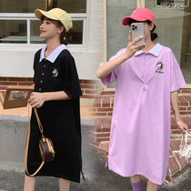 Summer new Korean version of Pregnancy Woman Dress Loose short sleeve T-shirt Liandress mid-gestation Fat MM200 catty dress
