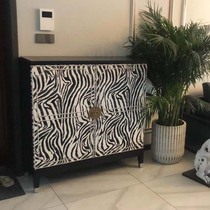 American Countryside Zebra solid wood Hyun Guan Cabinet Display Cabinet Swing Table Storage Door Hall Shoe Cabinet Art Dining Side Cabinet Customize