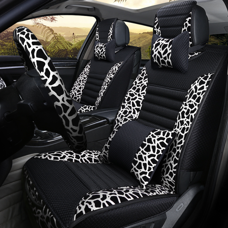 Vehicle Seat Cover Winter Furry Cloth Full Surrounding Seat Cover Special Leopard-print Seat Cushion Four Seasons General Seat Cushion