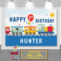 Car bus theme boy birthday party decoration layout background poster banner custom name