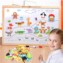 Childrens drawing board Magnetic double-sided small blackboard Household whiteboard Graffiti writing board Hanging childrens growth self-discipline table