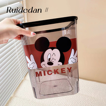 Household living room bedroom kitchen kitchen trash can Mickey acrylic transparent large capacity with pressure ring stickers wastebasket