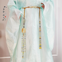 Tassel lengthened jade pendant Han clothing accessories palace silk jade Pei antique waist rope male Han wedding waist jade buckle white tea customization