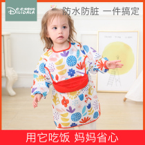 Baby gown eating waterproof bib childrens back-to-dress baby winter winter blouse painting Girl