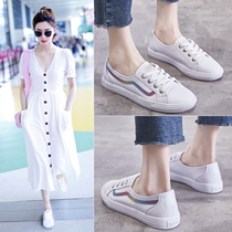 Tide brand net red small white shoes women 2021 new shallow flat Korean version of the joker single shoes pedal leather womens shoes
