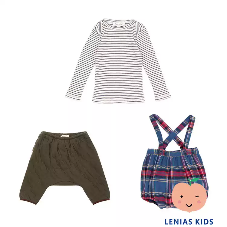 Lenias LN家Caramel23AW秋冬 洋气条纹上衣+短裤垮裤