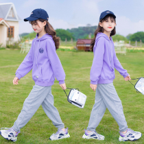 Girl Suit Spring Dress 2022 New Ocean Qi Fashion Fried Street CUHK Childrens Spring Autumn Sports Childrens Clothing Two Sets