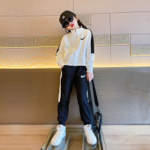 Girl Sports Suit 2022 New Internet Red Ocean Gas Fried Street Children Clothing Spring Autumn Trendy Large Children Spring Clothing Tide Clothing