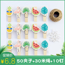 (50 a pack to send hemp rope) color love clip wedding small wooden clip photo clip photo clip photo wall