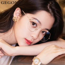 Polygonal ultra-light pure titanium eyeglass frame can be equipped with lenses myopia glasses Female Korean version of the tide has a degree eye frame frame
