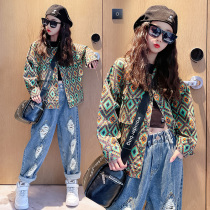 Girl Denim Jacket 2022 Spring and autumn Chinese CUHK Tong Yang Gas Trendy Tide Clothing Girl Net Red Fried Street Spring Clothing