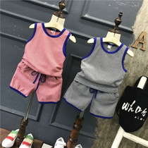 2020 childrens clothing summer new vest suit Childrens sleeveless striped vest childrens comfortable shorts set