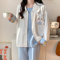 Confinement clothes spring and autumn pure cotton postpartum pajamas womens summer thin maternity breastfeeding clothes three-piece home service