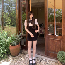 Your halo lala sweet pure rich girl Summer detachable bow fake two-piece knitted dress