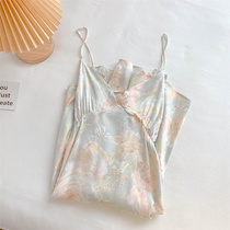 Fresh and soft ~ gonsatin cotton silk harnesses sleeping skirts for women Summer thin and pure desire s windy back sexy pyjamas