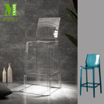 Transparent bar chair square backrest bar stool Nordic light luxury simple modern creative designer net red acrylic crystal