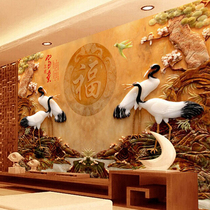 3d Solid TV Background Wall Mural Film & Film Wall Decoration Integrated Board Painting Living Room China Wind and Wood Fibreboard Drawing