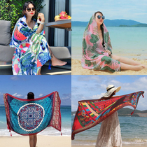 Summer female seaside sunscreen travel photo scarf shawl dual-purpose beach towel cotton hemp Bohemia gauze scarf