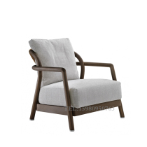 New Chinese style solid wood leisure sofa modern minimalist light luxury single armchair model room hotel reception negotiation chair