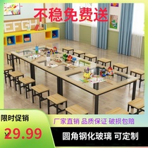 Glass childrens art table trusteeship class kindergarten tuition table training institution studio table table