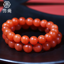 Natural Baoshan South Red bracelet Buddha beads hand string Liangshan Sichuan material persimmon red agate hand string multi-ring pendant accessories
