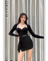 (CHICA Dancing Dress) Meichen 2021 New Fashion BAO WEN Velvet Double Sleeve Latin Dance Dress Women
