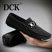 Hong Kong Tide brand leather mens shoes 2021 new spring and autumn breathable Bean shoes mens leather shoes casual shoes high-end trendy shoes