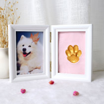 Pet hand and foot print dog paw print ink diy ink frame cat paw print solid wood commemorative photo frame setting