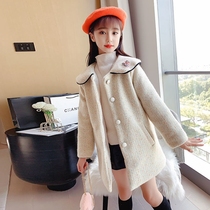 next music girls double-sided cashmere coat autumn and winter new childrens woolen coat