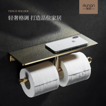 Light luxury toilet paper towel rack Free hole toilet hotel toilet paper towel box Mobile phone shelf Wall-mounted roll paper rack