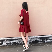 French summer new Chiffon casual halter dress 2021 loose belly temperament thin waist short skirt