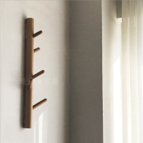 Japanese simple unprinted beech wall hanging pure solid wood coat rack Multi-function wall decoration coat sundries hook