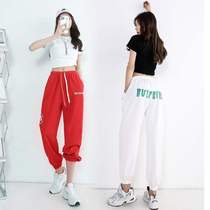Jazz dance costume Sexy umbilical loose large size dance sweater thin female dance performance costume Hip hop two-piece set female