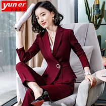  Suit suit femininity goddess red hotel front desk overalls fashion spring and autumn slim-fitting high-end professional formal wear