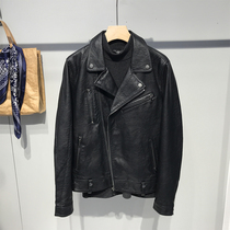 Fried Street Locomotive Leather Clothes Mens Fall Short turnover Collar Personality Handsome for a Han version Trend leather jacket jacket