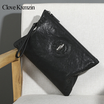Head Layer Bull Leather Mens Handbag 2021 New Hand Grab Bag Mens Casual Large Capacity Ultra Slim Soft Leather Envelope Boomer Card