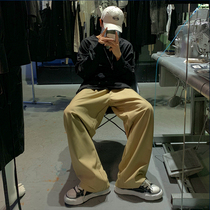  Leman Jinjun casual suit pants mens straight loose Korean version of the trend wide-leg pants boys trend brand hanging pants