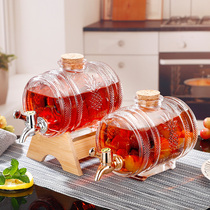 Glass sparkling wine bottle with faucet household red wine brewing barrel flask refrigerator beverage barrel with faucet coke barrel container