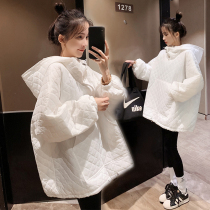 Pregnant Woman Autumn Dress Blouse Womens New Fashion Suit Fall Long Sleeve Net Red Sweatshirt Loose Cotton Suit Winter Clothing Two Sets